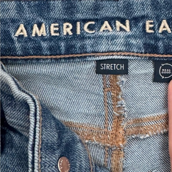 American Eagle Curvy Straight Jeans Women’s Size 0 Reg Medium Wash Distressed - Picture 7 of 9